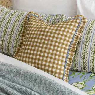 furn. Maude Kissen mit Gingham-Muster, Baumwolle, Paspelierung, Polyesterfüllung