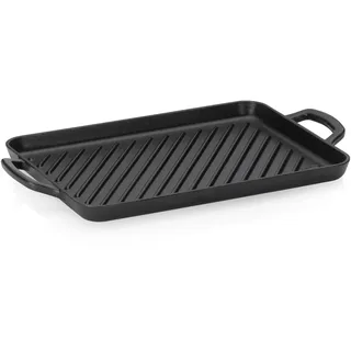 Kela Grillplatte Induktion 35 x 25 cm CALIDO, Grillplatte Gusseisen emailliert für den Herd, hitzebeständig bis 300°C, schwarz