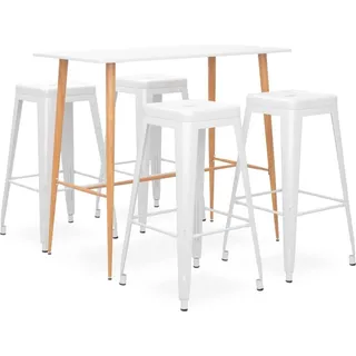 Bar-Set 5-tlg. Weiß 120 x 60 x 105 cm (L x B x H) MDF, Metall - Weiß
