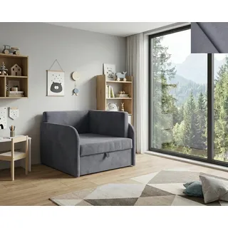 Schlafsessel LUCCA 79×104×67 cm mit Schlaffunktion 73×170, Bettkasten, Matratze, Stoff New Velo 122 GRAU POLTRONA LETTO - Grau