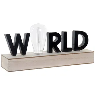 DKD Home Decor Leuchtende Dekoration der Marke, Schwarz, aus MDF-Holz (34 x 8 x 16 cm)
