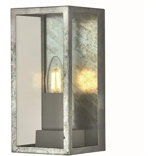 Außenlampe Wand Außenleuchte E27 IP44 in Silber Hof Haus Glas Metall Modern BOX