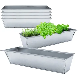 Spetebo Pflanzkasten Einsatz für Europalette - 6 Stück/Zink in Silber - Blumenkasten Balkonkasten Pflanzenkasten