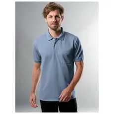 Bild von Poloshirt TRIGEMA "TRIGEMA Polohemd mit Brusttasche" Gr. M, blau (pearl, blue) Herren Shirts Kurzarm