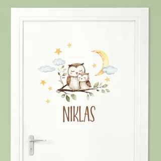 Little Deco Türaufkleber, Wandtattoo Kinderzimmer, Eulen Familie | Wandsticker, Sticker personalisiert, Babyzimmer Deko, Wunschtext Aufkleber, Tür Namensschilder Kinder, Stickers selbstklebend