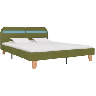 vidaXL Bettgestell mit LED Grün Stoff 160x200 cm - Grün