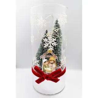 Vase Weihnachtlich Bagutta Glas Und Silber Mit LED Warmes Licht Sacra Familie