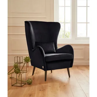 Home Affaire Ohrensessel Sallito Polyester 76 x 109 x 85 cm Schwarz mit Hocker