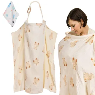 Stilltuch für Unterwegs Stillschal Stillschürze Breastfeeding Cover Nursing Musselin + Waschlappen Baby Stilltücher & -Schals Stillbezug Stilldecke aus 100% Baumwolle Weicher und Atmungsaktiver