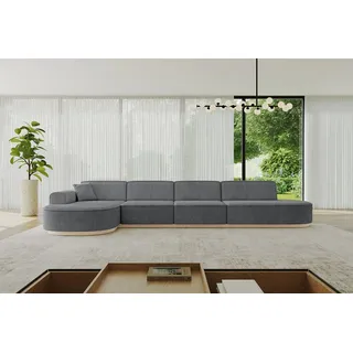 altdecor Eckcouch Cord 3-Sitzer Dunkelgrau