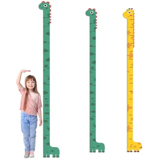 2 Stück Messlatte 20-180cm, Dinosaurier Giraffe Kindermesslatte | Körpergröße Höhentabelle, Wandtattoo Messlatte Selbstklebende für Schlafzimmer, Wohnzimmer, Spielzimmer Wanddekoration