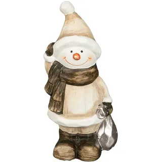Ideen mit Herz Deko-Figur Schneemann | Keramik-Figur | Weihnachten | Winter | 18 cm hoch