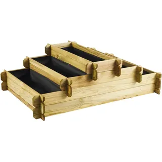 Lärche Holz Hochbeet 80x80 Stufen Beet Pflanzkasten Pflanzbeet Gemüse Kräuter - Braun