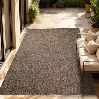 In- & Outdoor Teppich Flachgewebe einfarbig modern wetterfest für Terrasse Küche Grösse 240x340 cm - Taupe