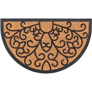 ASTRA Fußmatte "Coco Deluxe Light" halbrund 8 mm Höhe Türmatte, Kokos, rutschfest, schmutzabweisend, In und Outdoor, braun, anthr