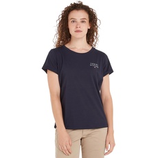 Tommy Hilfiger Damen Short Sleeve Uw0uw04525 Kurzarm T-Shirts, Blau (Desert Sky), L EU