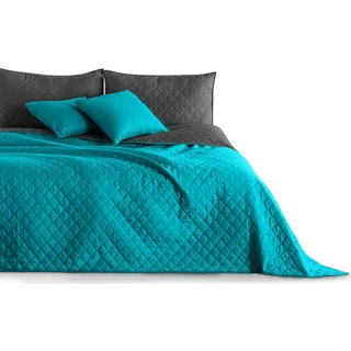 DecoKing Axel Bettüberwurf 200 x 220 cm Dunkeltürkis/Anthrazit