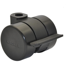 WAGNER Design Möbelrolle/Lenkrolle - hart - Durchmesser Ø 38 mm, Bauhöhe 40 mm, Feststeller, schwarz, Tragkraft 80 kg - Made in Germany - 01004301