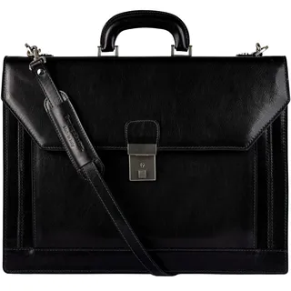 Time Resistance Aktentasche für Herren - Aus 100% Leder - Handgefertigt in Italien - Arbeitstasche - Businesstasche – Schwarze Umhängetasche