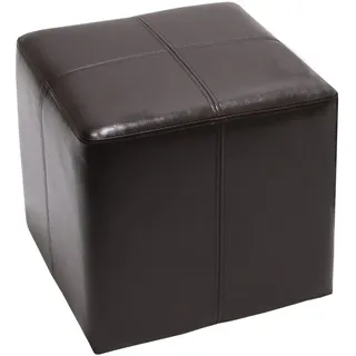 MCW Sitzhocker Carrara, Leder + Kunstleder, 36x36x36cm MVG-zertifiziert ~ braun