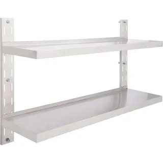 Wandregal mit 2 Ablagen Edelstahl 120x30 cm - Grau, Bunt