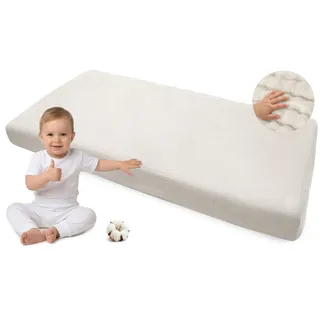 Medi Partners Spannbettlaken Musselin 60x120 Baby Bettlaken Kinderbett Spannbetttuch 100% Baumwolle - Musselinlaken Bettwäsche Babymatratze Schlafsack Babybett (Beige)