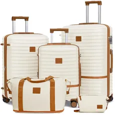 Joyway Gepäck-Set, 3-teiliges Koffer-Set mit Spinnrad, Hardside erweiterbare Reise-Laggage mit TSA-Schloss (20/24/28), weiß, 9 Piece Set, Gepäck-Set Koffer-Sets mit Spinner-Rad