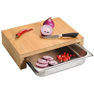 KESPER Schneidebrett Bambus mit Auffangschale, Maße: 37,5 x 27,5 x 9,5 cm, 588354
