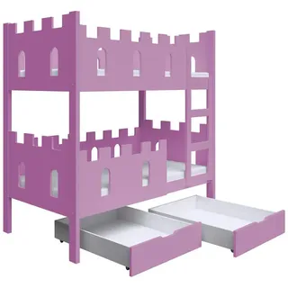 masseno Etagenbett Avalon 75 x 160 cm Kiefer massiv rosa