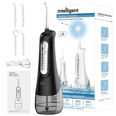 Munddusche Kabellos 4 Reinigungsmodi 4 Jet-Tipps, IPX7 Wasserdicht und USB Wiederaufladbarer Elektrische Zahnreiniger für Reise und Homful, Kieferorthopädischer, Zahnpflege
