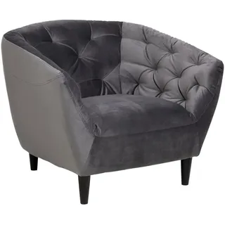 Actona Chesterfield-Sessel Polyester 97 x 78 x 83 cm Dunkelgrau mit Kissen