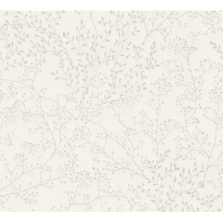 Vliestapete Trendwall 2 Blumen Vintage Weiß Glänzend FSC®