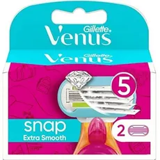 Gillette Venus Extra Smooth Snap Ersatzteile für Damenrasierer, 2er-Packung, 5 Klingen für eine besonders gründliche Haarentfernung und ein Mini-Griff zum Tragen