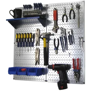 Wall Control Stecktafel-Organizer aus Metall, Werkzeugaufbewahrung und Garage, Stecktafel-Organizer-Set mit metallischem Werkzeugbrett und blauem Zubehör
