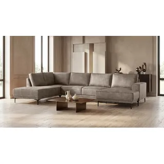 OTTO home »XXL Sofa Oland, Struktur, Flachgewebe, Luxus-Microfaser, Boucle« U-Form, 345 cm, Wellenunterfederung, Skandi-Design, Metallfüße,