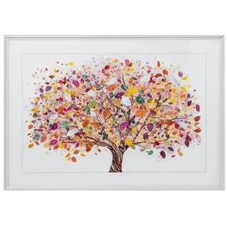 DRW Leinwandbild mit Baum in Gelb, Rot und Orange, 72,5 x 102,5 x 3,3 cm