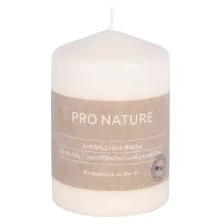 Müller Kerzen "PRO NATURE" Stearin Stumpenkerze 100/68mm, Nachhaltige Kerzen mit natürlichen Inhaltsstoffen in einer modernen kleinen Form, 1 Packung = 6 Stück, vanille