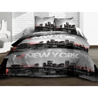 Le linge de Jules New York Doppelbett, Baumwolle, grau