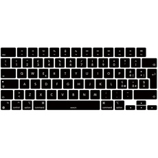 MiNGFi italienische Silikon Tastatur Schutz Abdeckung für MacBook Pro 14" A2442 (2021+) MacBook Pro 16" A2485 (2021+) M1 Pro/Max chip Touch ID EU/ISO Tastaturlayout - Schwarz