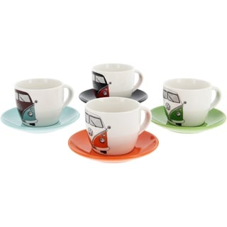 BRISA VW Collection - Volkswagen Keramik Espresso-Tassen-Kaffee-Tee-Cappuccino-Set im T1 Bulli Bus Design (Bus Front/4 Farben/4ER SET/100ml)