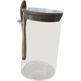 Glasbehälter mit Silikondichtung und Holzlöffel – Gewürzdosen – luftdichter Behälter für Küchenschränke – kleiner Löffelbehälter