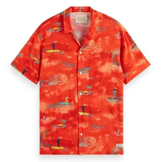 Scotch & Soda 177054 Kurzarmhemd - Red Surfer Aop - M