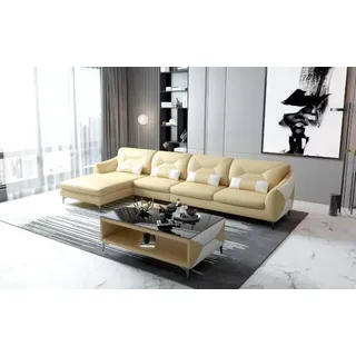 Ledersofa Designer-Sofa Ecksofa L-Form Modernes Sofa Ledersofa Ecksofa Polster - Beige