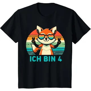 Ich Bin 4 Jahre Junge 4. Geburtstag Mädchen Spruch T-Shirt, Kinder, Schwarz, 104