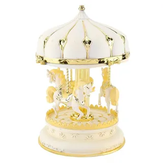 MAGT Spieluhr, DREI Pferde Karussell Spieluhr Kunststoff Schön Romantisch Spieluhr Geschenk zum Geburtstags Valentinstag Weihnachten(Golden)