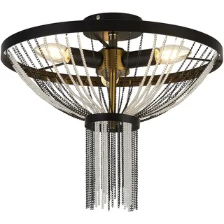 Baguette Zeitgenössischer Kronleuchter Stahl Schwarz Polykarbonat Messing 3 Lichter E14 - Schwarz, Gold