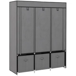 Homcom Stoffschrank, Kleiderschrank, Faltschrank mit Reißverschluss, Faltbare Garderobe , Dunkelgrau , Kunststoff , 5 Fächer , 3 Schubladen , 43x162.5x125 cm , Schlafzimmer, Kleiderschränke, Stoffschrank