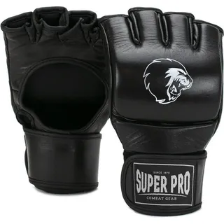 Super Pro Combat Gear Slugger MMA Handschuhe Leder Schwarz/Weiß-S - Schwarz