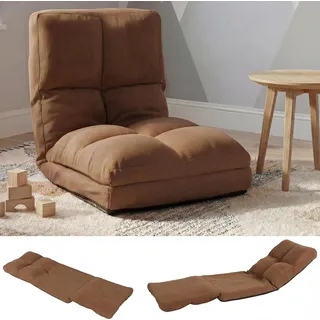 Bodensessel HWC-N45, Schlafsessel Klappsessel Funktionssessel, Schlaffunktion faltbar Stahlrahmen Samt braun - Braun