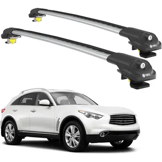TURTLE DACHTRÄGER AIR-1 INFINITI QX70 S51 2013 - 2024 (Raised Rails) , Silber